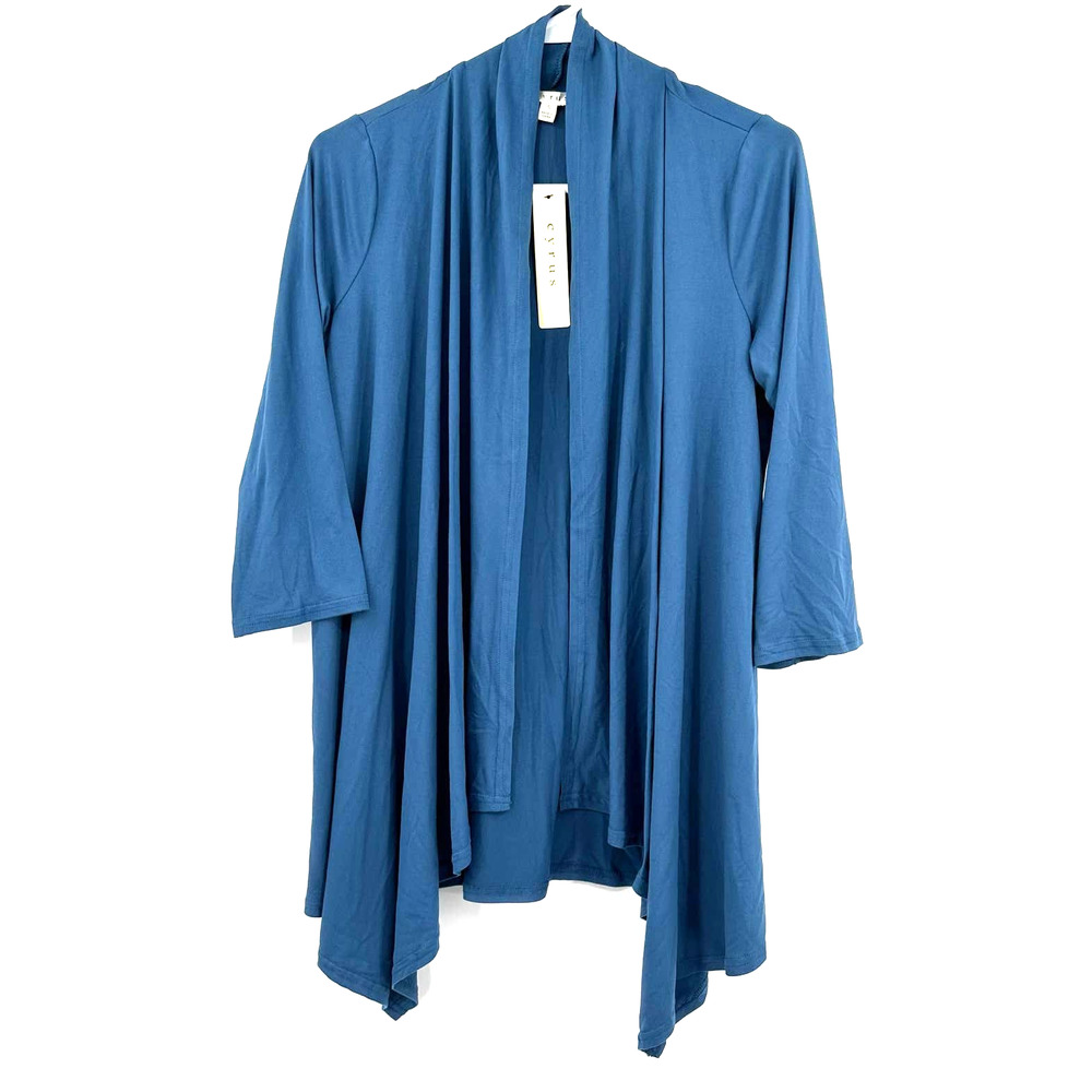 NWT Cyrus size small blue open front cardigan‎ mid length sleeves